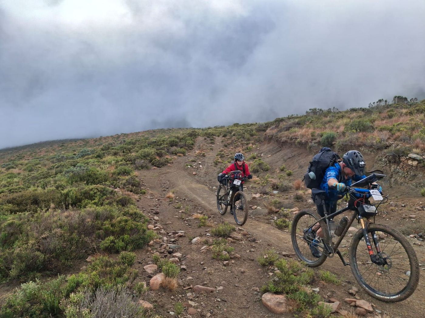 Climbing a rocky track into the cloud, Freedom Challenge 2026